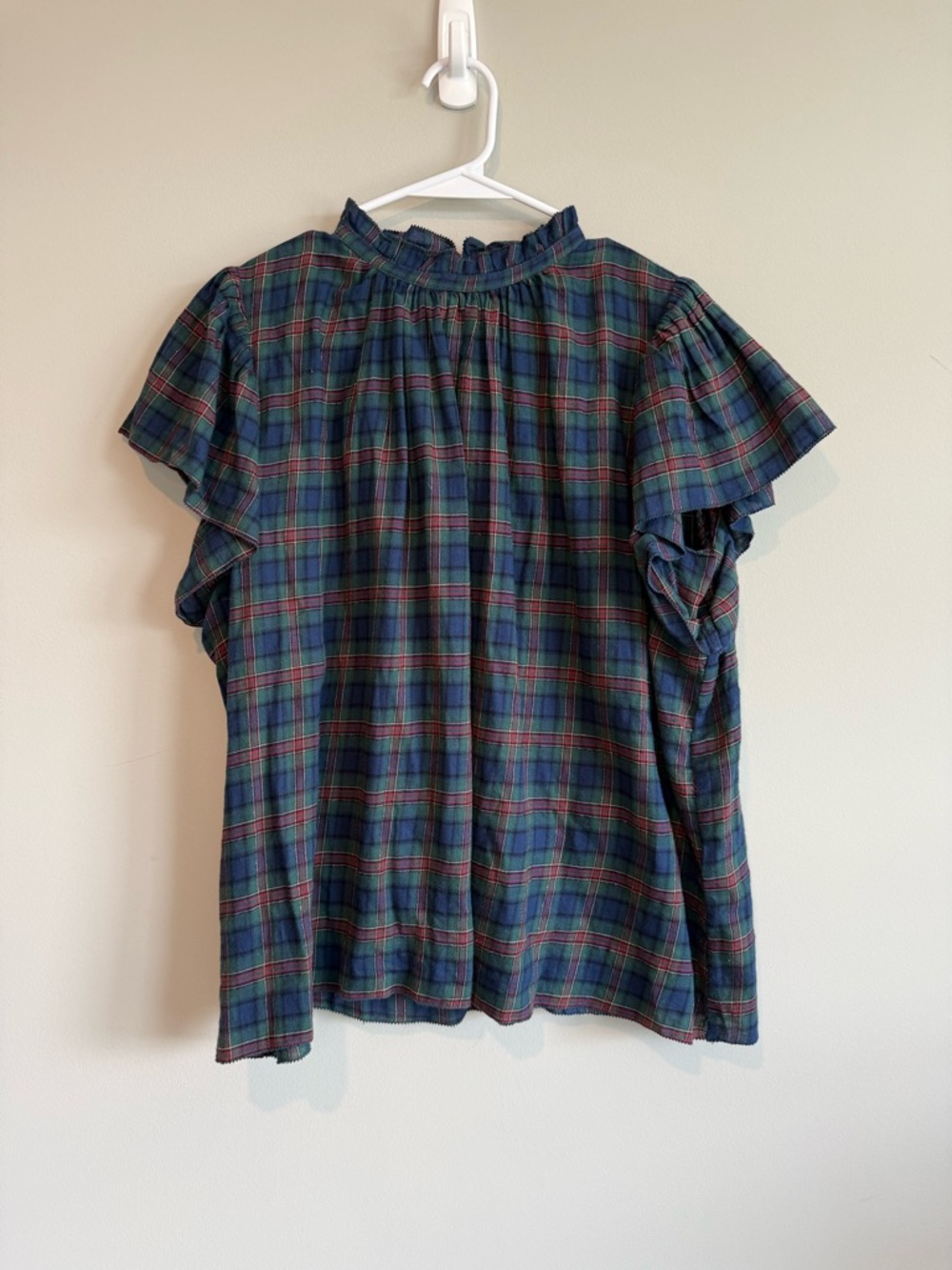 Anthropologie Trovata Birds of Paradise Carla Highneck Shirt in Tinsel Plaid M - Picture 2 of 14